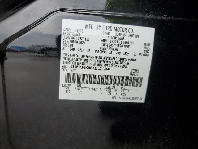 2019 LINCOLN NAUTILUS S 2LMPJ6K96KBL21360