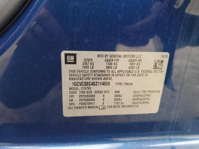 2016 CHEVROLET SILVERADO 1GCVCSEC4GZ114830