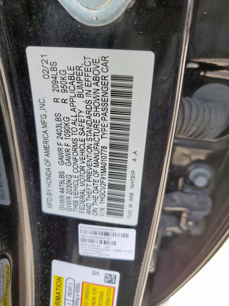 2021 HONDA ACCORD TOU 1HGCV2F91MA010778