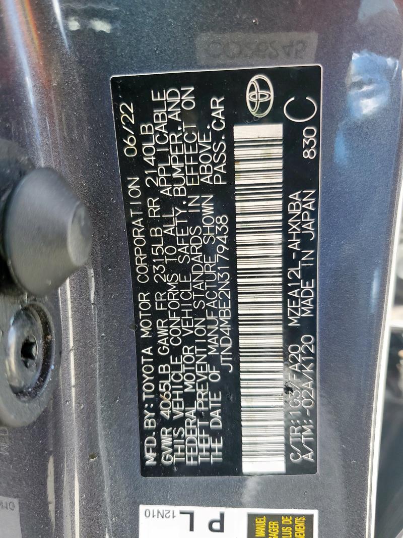 2022 TOYOTA COROLLA SE - JTND4MBE2N3179438