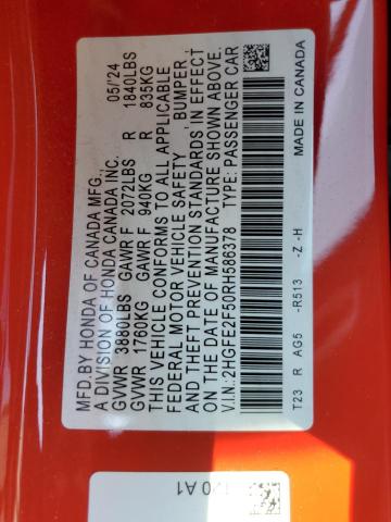 2024 HONDA CIVIC SPOR 2HGFE2F50RH586378