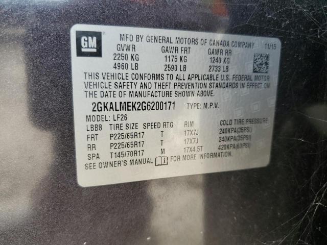 2016 GMC TERRAIN SL 2GKALMEK2G6200171