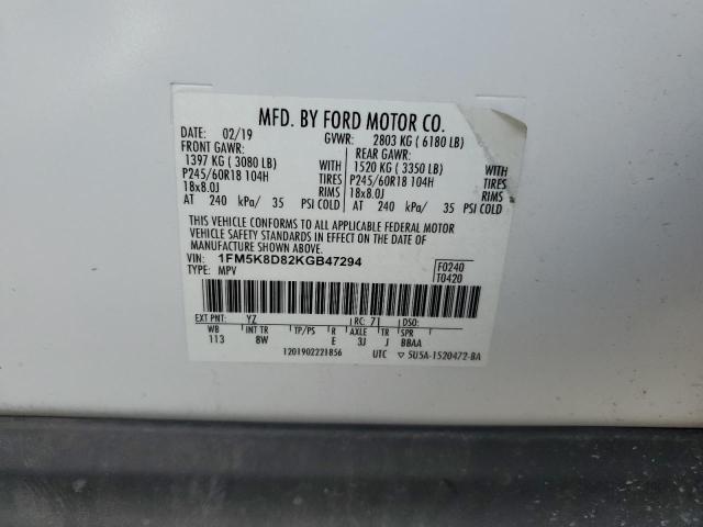 2019 FORD EXPLORER XLT 1FM5K8D82KGB47294