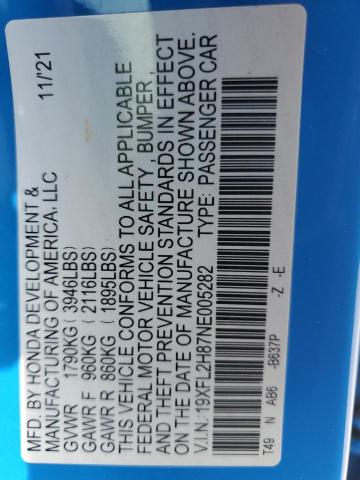 2022 HONDA CIVIC SPOR - 19XFL2H87NE005282