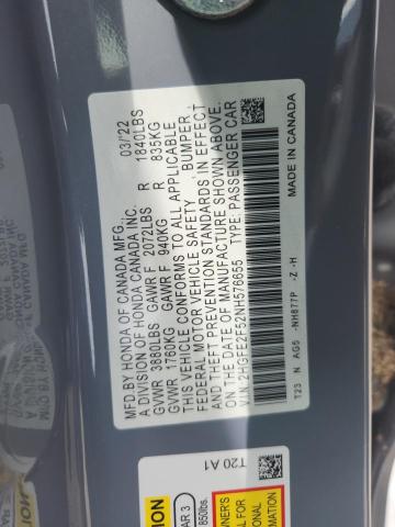 2022 HONDA CIVIC SPOR - 2HGFE2F52NH576655
