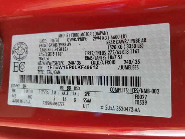 2020 FORD F150 SUPER - 1FTEW1EP0LKF49612