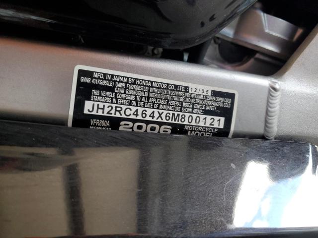 2006 HONDA VFR800 A JH2RC464X6M800121