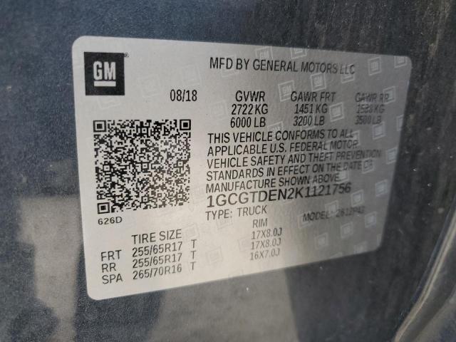 2019 CHEVROLET COLORADO Z - 1GCGTDEN2K1121756