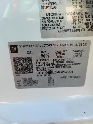 2021 GMC SIERRA K15 3GTP9EEL0MG267094