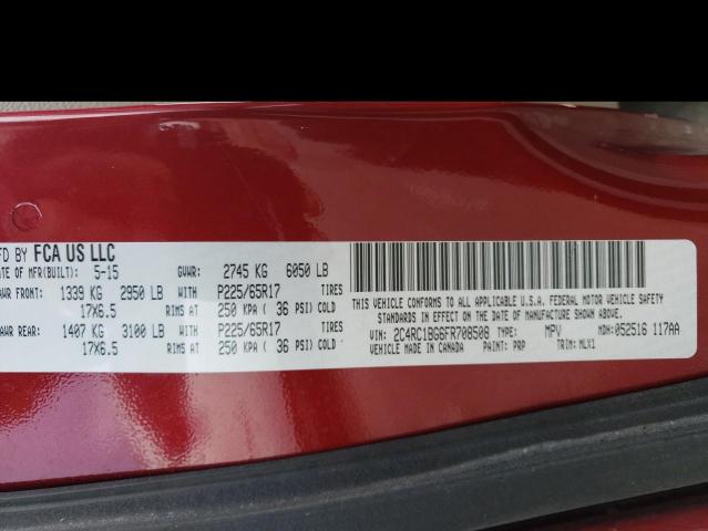 2015 CHRYSLER TOWN & COU 2C4RC1BG6FR708508