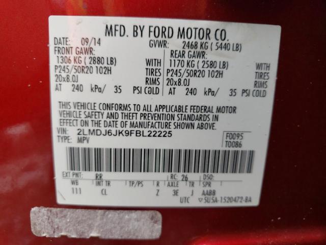 2015 LINCOLN MKX 2LMDJ6JK9FBL22225