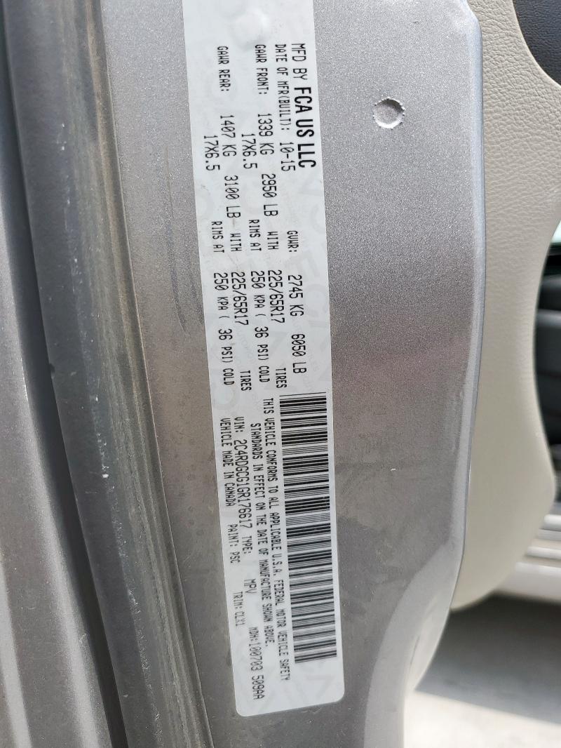 2016 DODGE GRAND CARA 2C4RDGCG1GR176617