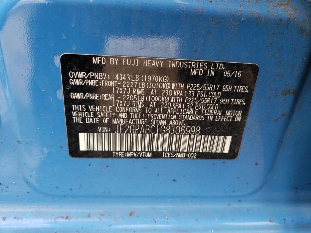 2016 SUBARU CROSSTREK JF2GPABC1G8306998