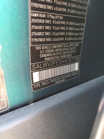 2017 LAND ROVER RANGE ROVE SALWV2FE5HA167799