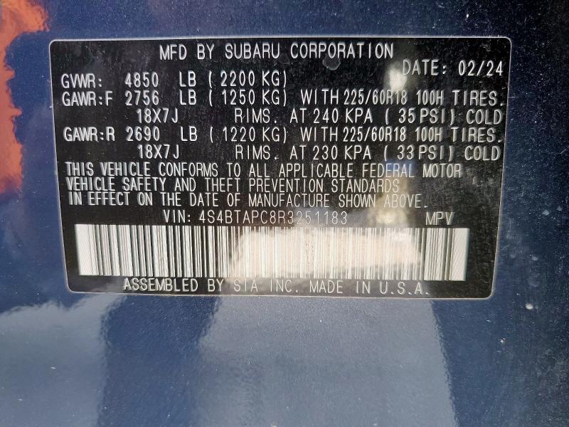 2024 SUBARU OUTBACK TO 4S4BTAPC8R3251183