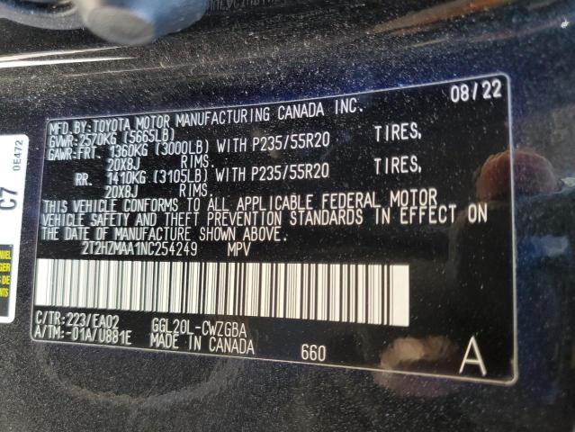 2022 LEXUS RX 350 2T2HZMAA1NC254249