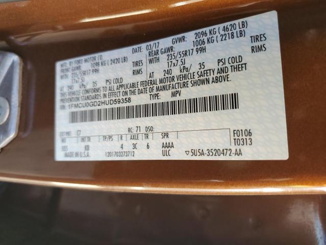 2017 FORD ESCAPE SE - 1FMCU0GD2HUD59358