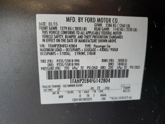 2015 FORD TAURUS SEL 1FAHP2E84FG142804