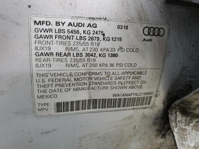 2018 AUDI Q5 PREMIUM WA1ANAFY5J2156561