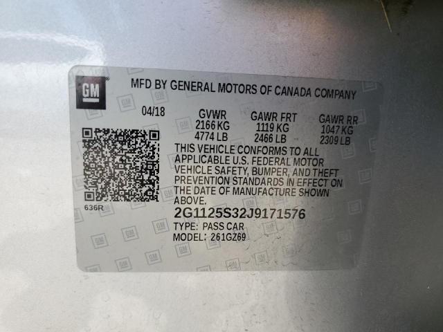 2018 CHEVROLET IMPALA PRE 2G1125S32J9171576