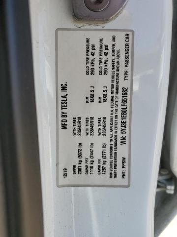 2020 TESLA MODEL 3 5YJ3E1EB0LF651682