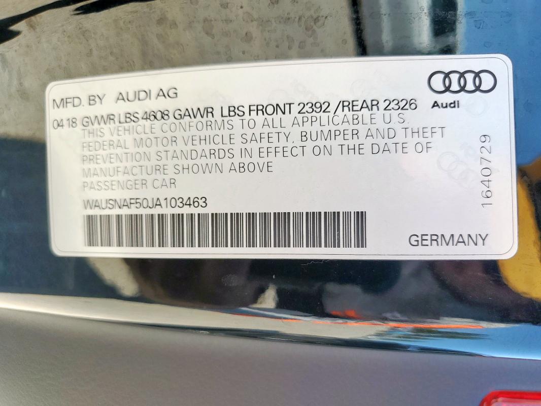 2018 AUDI A5 PREMIUM S LINE WAUSNAF50JA103463