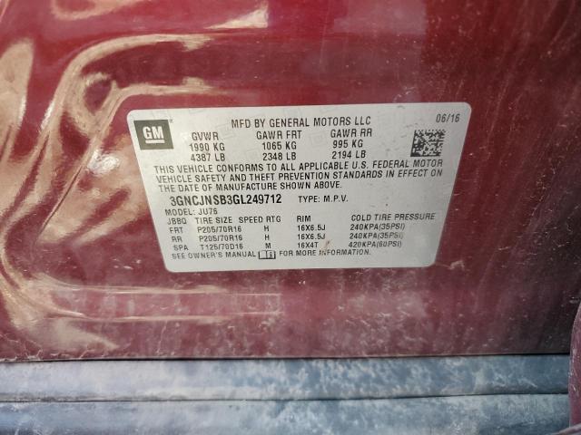2016 CHEVROLET TRAX LS 3GNCJNSB3GL249712