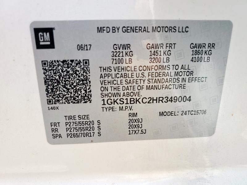 2017 GMC YUKON SLT 1GKS1BKC2HR349004