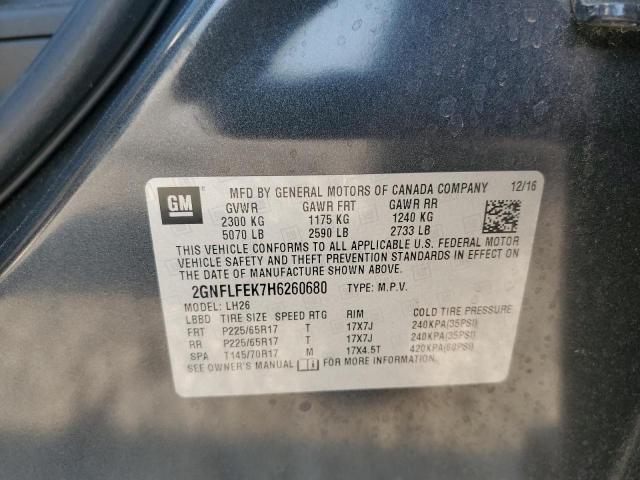 2017 CHEVROLET EQUINOX LT - 2GNFLFEK7H6260680