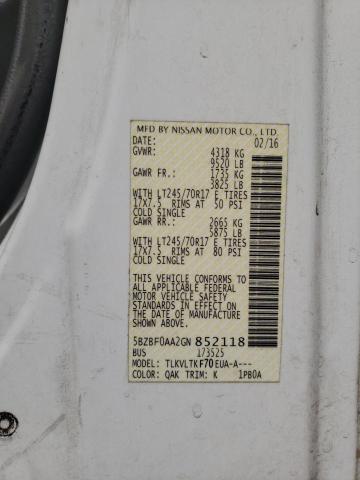 2016 NISSAN NV 3500 S - 5BZBF0AA2GN852118