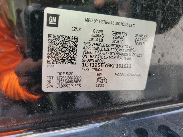 2019 GMC SIERRA K25 - 1GT12SEY6KF191612
