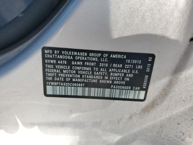 2013 VOLKSWAGEN PASSAT SE - 1VWBP7A32DC050857