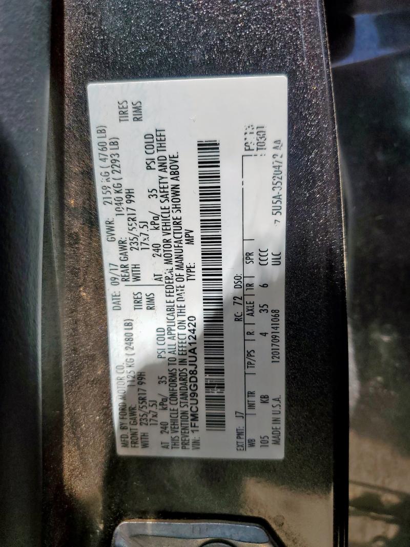 2018 FORD ESCAPE SE 1FMCU9GD8JUA12420