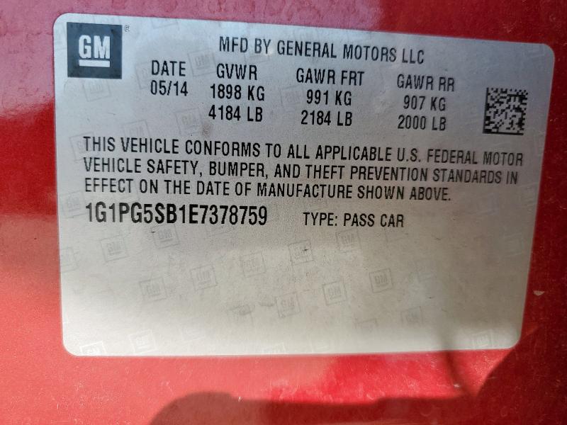 2014 CHEVROLET CRUZE LTZ - 1G1PG5SB1E7378759