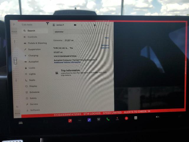 2022 TESLA MODEL S 5YJSA1E59NF472593