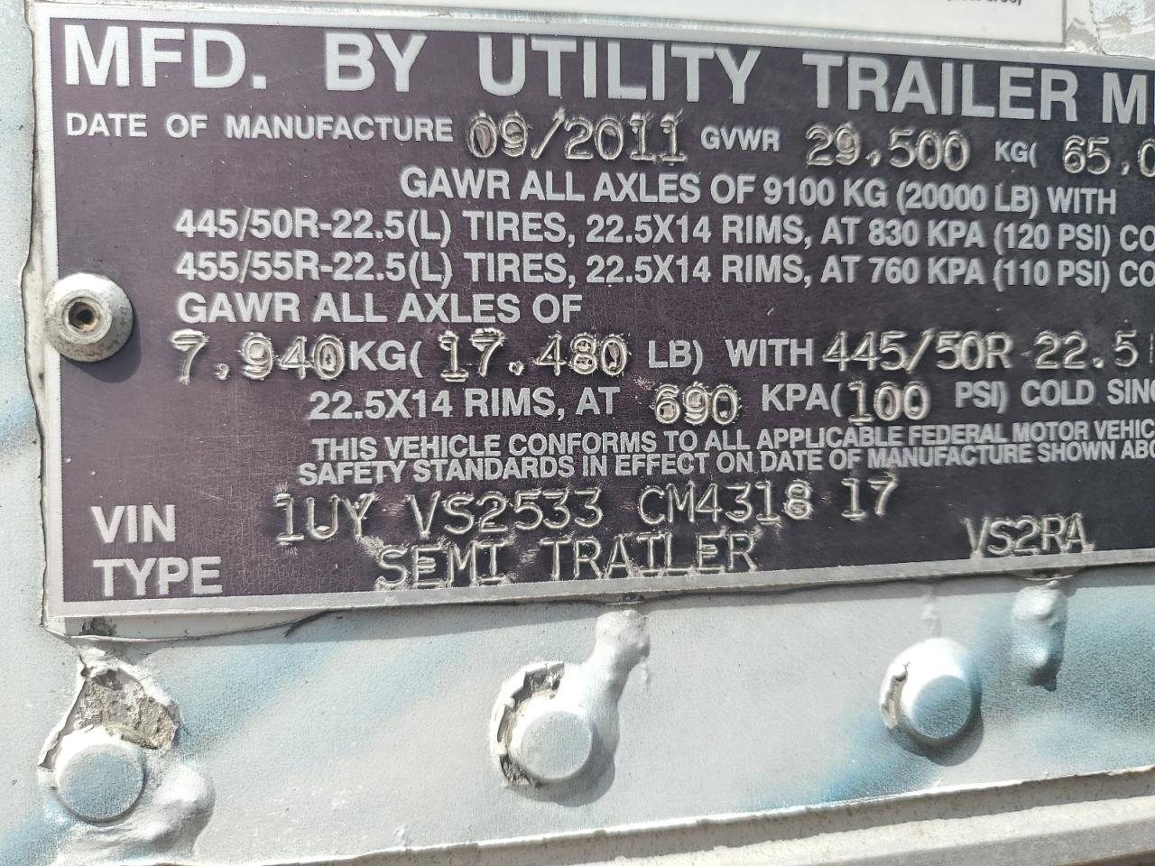 Lot #3208762269 2012 UTILITY VS2RA