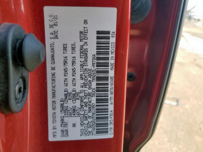 2021 TOYOTA TACOMA DOU - 3TYAX5GN1MT011997
