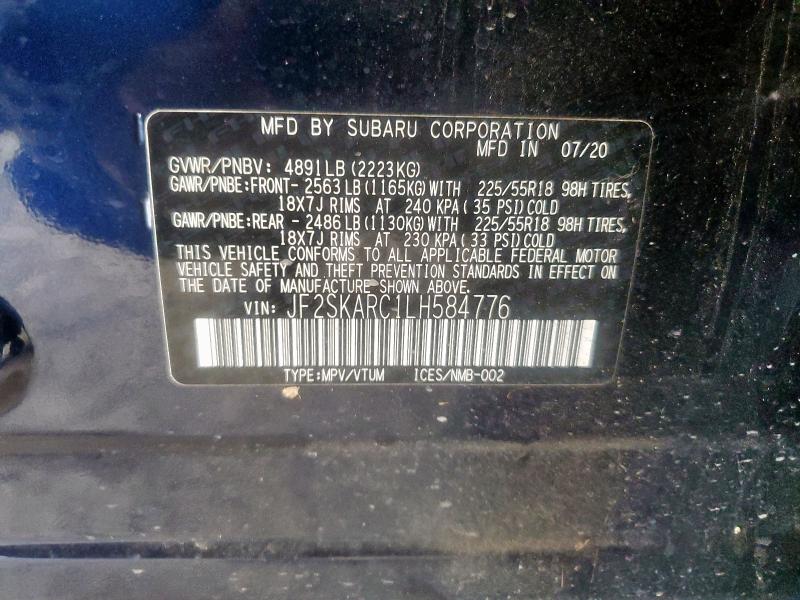 2020 SUBARU FORESTER S JF2SKARC1LH584776