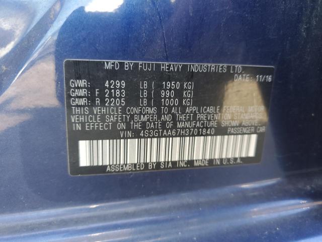 2017 SUBARU IMPREZA 4S3GTAA67H3701840