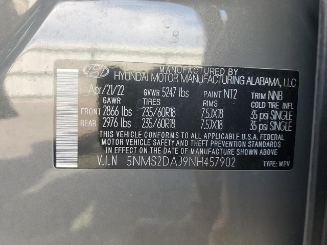 2022 HYUNDAI SANTA FE S 5NMS2DAJ9NH457902