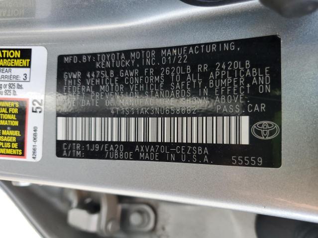 2022 TOYOTA CAMRY NIGH 4T1S11AK3NU658662