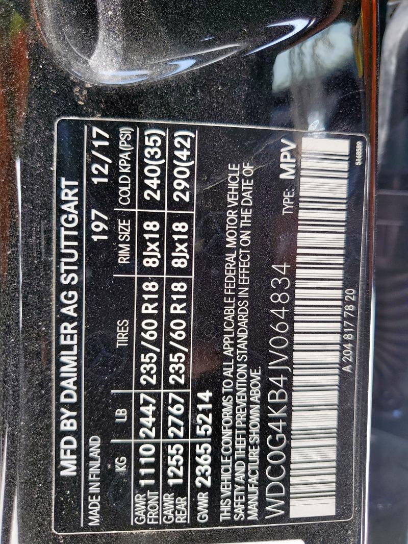 2018 MERCEDES-BENZ GLC 300 4M WDC0G4KB4JV064834
