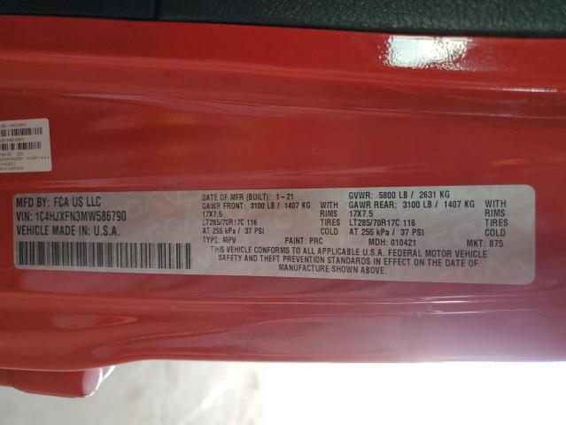 2021 JEEP WRANGLER U 1C4HJXFN3MW586790