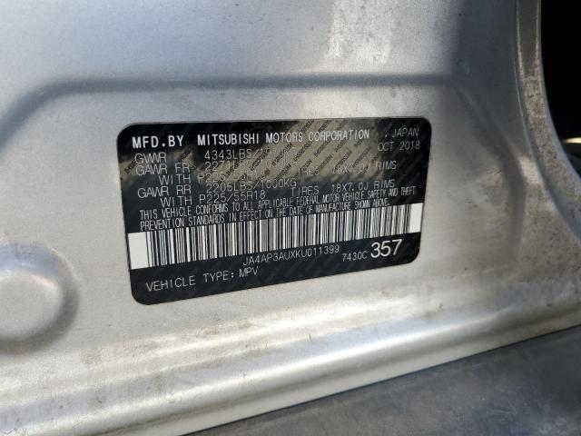 2019 MITSUBISHI OUTLANDER JA4AP3AUXKU011399
