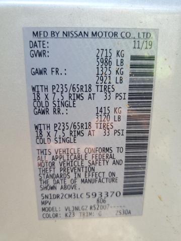 2020 NISSAN PATHFINDER SL 5N1DR2CM3LC593370