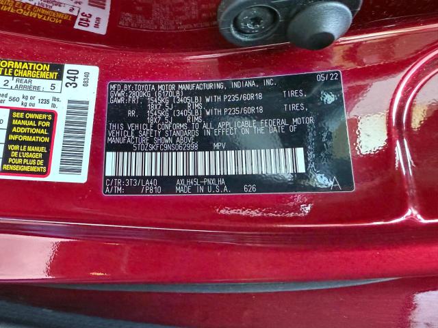 2022 TOYOTA SIENNA LIM 5TDZSKFC9NS062998