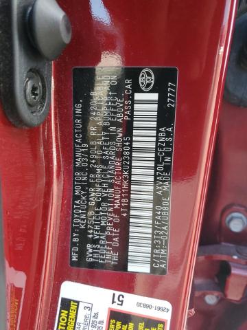 2019 TOYOTA CAMRY L 4T1B11HK3KU238045