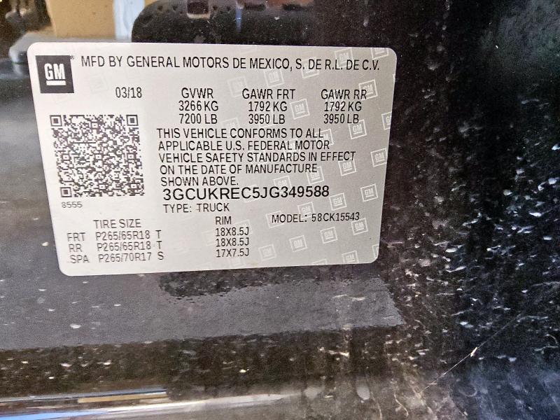 2018 CHEVROLET 1500 SILVE 3GCUKREC5JG349588