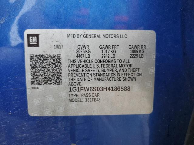 2017 CHEVROLET BOLT EV LT 1G1FW6S03H4186588