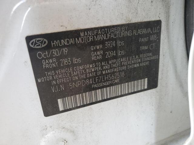 2020 HYUNDAI ELANTRA SEL 5NPD84LF7LH562518